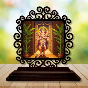 Car Desk/Table Top Lord Ganesha Wooden Photo Stand 3x4 Inches, Compact & Stylish Spiritual Display For Car, Home & Office (Pack Of 1) (F19899) Car Desk/Table Top Lord Ganesha Wooden Photo Stand 3x4 Inches, Compact & Stylish Spiritual Display For Car, Home & Office (Pack Of 1) (F19899)