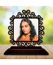 Car Desk/Table Top Paramahamsa Yogananada Wooden Photo Stand  3x4 Inches, Compact & Stylish Spiritual Display For Car, Home & Office (Pack Of 1) (F19900)