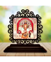 Car Desk/Table Top Kali Maa And Ramakrishna Paramahamsa And Sarada Devi Wooden Photo Stand  3x4 Inches, Compact & Stylish Spiritual Display For Car, Home & Office (Pack Of 1) (F19901)
