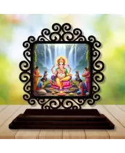 Car Desk/Table Top Lord Ganesha Wooden Photo Stand  3x4 Inches, Compact & Stylish Spiritual Display For Car, Home & Office (Pack Of 1) (F19902)