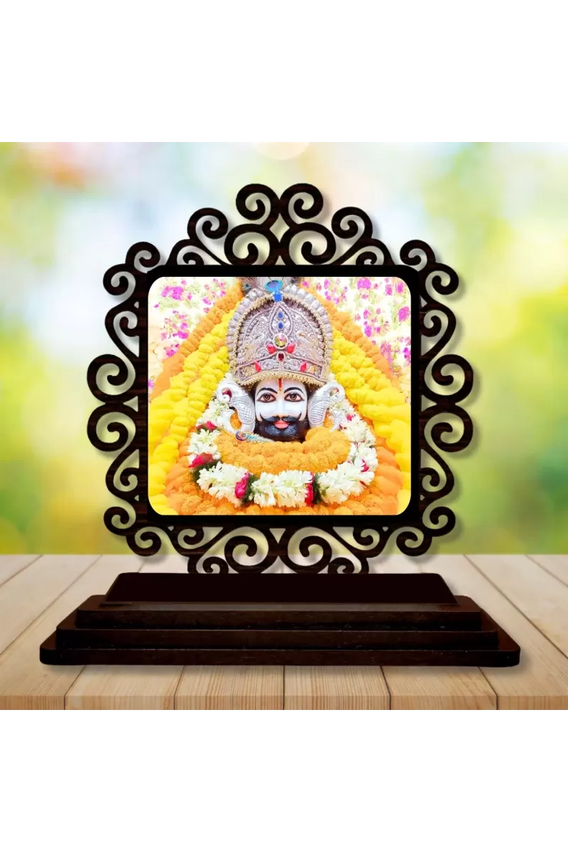 Car Desk/Table Top Khatu Shyam Wooden Photo Stand  3x4 Inches, Compact & Stylish Spiritual Display For Car, Home & Office (Pack Of 1) (F19904)