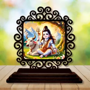 Car Desk/Table Top Lord Shiva Wooden Photo Stand 3x4 Inches, Compact & Stylish Spiritual Display For Car, Home & Office (Pack Of 1) (F19907) Car Desk/Table Top Lord Shiva Wooden Photo Stand 3x4 Inches, Compact & Stylish Spiritual Display For Car, Home & Office (Pack Of 1) (F19907)