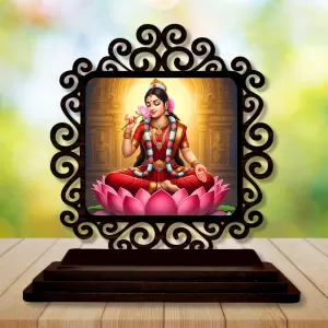 Car Desk/Table Top Goddess Lakshmi Wooden Photo Stand 3x4 Inches, Compact & Stylish Spiritual Display For Car, Home & Office (Pack Of 1) (F19908) Car Desk/Table Top Goddess Lakshmi Wooden Photo Stand 3x4 Inches, Compact & Stylish Spiritual Display For Car, Home & Office (Pack Of 1) (F19908)