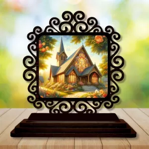 Car Desk/Table Top Beautiful Church Wooden Photo Stand 3x4 Inches, Compact & Stylish Spiritual Display For Car, Home & Office (Pack Of 1) (F19909) Car Desk/Table Top Beautiful Church Wooden Photo Stand 3x4 Inches, Compact & Stylish Spiritual Display For Car, Home & Office (Pack Of 1) (F19909)