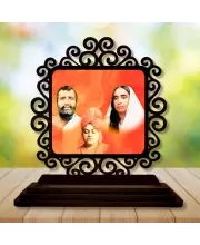 Car Desk/Table Top Ramakrishna Paramahamsa And Sarada Devi Wooden Photo Stand  3x4 Inches, Compact & Stylish Spiritual Display For Car, Home & Office (Pack Of 1) (F19910)