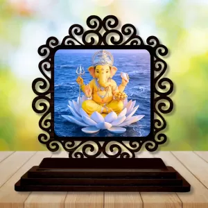 Car Desk/Table Top Lord Ganesha Wooden Photo Stand 3x4 Inches, Compact & Stylish Spiritual Display For Car, Home & Office (Pack Of 1) (F19912) Car Desk/Table Top Lord Ganesha Wooden Photo Stand 3x4 Inches, Compact & Stylish Spiritual Display For Car, Home & Office (Pack Of 1) (F19912)