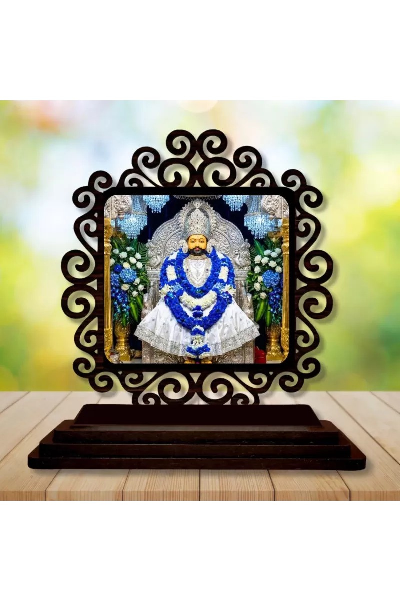 Car Desk/Table Top Khatu Shyam Wooden Photo Stand  3x4 Inches, Compact & Stylish Spiritual Display For Car, Home & Office (Pack Of 1) (F19915)