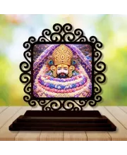 Car Desk/Table Top Khatu Shyam Wooden Photo Stand  3x4 Inches, Compact & Stylish Spiritual Display For Car, Home & Office (Pack Of 1) (F19917)