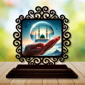Car Desk/Table Top Mucca Masid Wooden Photo Stand 3x4 Inches, Compact & Stylish Spiritual Display For Car, Home & Office (Pack Of 1) (F19918) Car Desk/Table Top Mucca Masid Wooden Photo Stand 3x4 Inches, Compact & Stylish Spiritual Display For Car, Home & Office (Pack Of 1) (F19918)