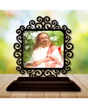 Car Desk/Table Top Sri Sri Ravi Shankar Wooden Photo Stand  3x4 Inches, Compact & Stylish Spiritual Display For Car, Home & Office (Pack Of 1) (F19920)