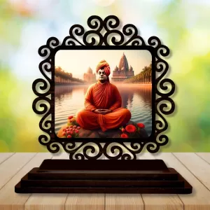 Car Desk/Table Top Swami Vivekananda Wooden Photo Stand 3x4 Inches, Compact & Stylish Spiritual Display For Car, Home & Office (Pack Of 1) (F19921) Car Desk/Table Top Swami Vivekananda Wooden Photo Stand 3x4 Inches, Compact & Stylish Spiritual Display For Car, Home & Office (Pack Of 1) (F19921)