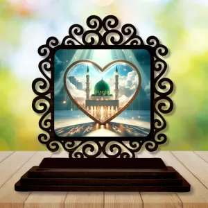 Car Desk/Table Top Mucca Masid Wooden Photo Stand 3x4 Inches, Compact & Stylish Spiritual Display For Car, Home & Office (Pack Of 1) (F19923) Car Desk/Table Top Mucca Masid Wooden Photo Stand 3x4 Inches, Compact & Stylish Spiritual Display For Car, Home & Office (Pack Of 1) (F19923)