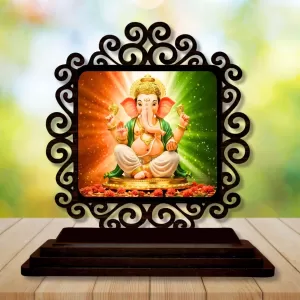 Car Desk/Table Top Lord Ganesha Wooden Photo Stand 3x4 Inches, Compact & Stylish Spiritual Display For Car, Home & Office (Pack Of 1) (F19930) Car Desk/Table Top Lord Ganesha Wooden Photo Stand 3x4 Inches, Compact & Stylish Spiritual Display For Car, Home & Office (Pack Of 1) (F19930)