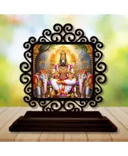 Car Desk/Table Top Lord Venkateswara  Wooden Photo Stand  3x4 Inches, Compact & Stylish Spiritual Display For Car, Home & Office (Pack Of 1) (F19933)