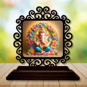 Car Desk/Table Top Lord Ganesha Wooden Photo Stand 3x4 Inches, Compact & Stylish Spiritual Display For Car, Home & Office (Pack Of 1) (F19936) Car Desk/Table Top Lord Ganesha Wooden Photo Stand 3x4 Inches, Compact & Stylish Spiritual Display For Car, Home & Office (Pack Of 1) (F19936)