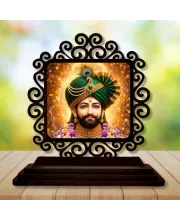 Car Desk/Table Top Khatu Shyam Wooden Photo Stand  3x4 Inches, Compact & Stylish Spiritual Display For Car, Home & Office (Pack Of 1) (F19940)
