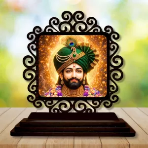 Car Desk/Table Top Khatu Shyam Wooden Photo Stand 3x4 Inches, Compact & Stylish Spiritual Display For Car, Home & Office (Pack Of 1) (F19940) Car Desk/Table Top Khatu Shyam Wooden Photo Stand 3x4 Inches, Compact & Stylish Spiritual Display For Car, Home & Office (Pack Of 1) (F19940)
