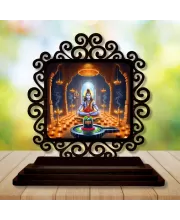 Car Desk/Table Top Lord Shiva Wooden Photo Stand  3x4 Inches, Compact & Stylish Spiritual Display For Car, Home & Office (Pack Of 1) (F19943)