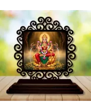 Car Desk/Table Top Goddess Lakshmi Wooden Photo Stand  3x4 Inches, Compact & Stylish Spiritual Display For Car, Home & Office (Pack Of 1) (F19945)