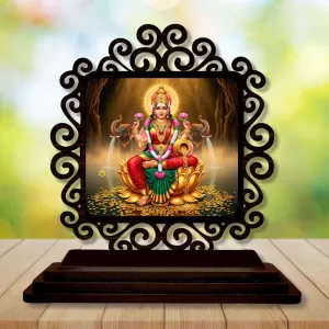 Car Desk/Table Top Goddess Lakshmi Wooden Photo Stand 3x4 Inches, Compact & Stylish Spiritual Display For Car, Home & Office (Pack Of 1) (F19945) Car Desk/Table Top Goddess Lakshmi Wooden Photo Stand 3x4 Inches, Compact & Stylish Spiritual Display For Car, Home & Office (Pack Of 1) (F19945)