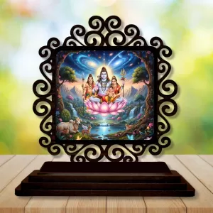 Car Desk/Table Top Lord Shiva And Parvathi Wooden Photo Stand 3x4 Inches, Compact & Stylish Spiritual Display For Car, Home & Office (Pack Of 1) (F19947) Car Desk/Table Top Lord Shiva And Parvathi Wooden Photo Stand 3x4 Inches, Compact & Stylish Spiritual Display For Car, Home & Office (Pack Of 1) (F19947)