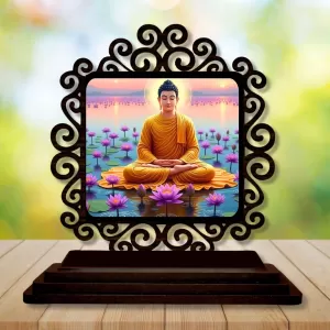 Car Desk/Table Top Lord Buddha Wooden Photo Stand 3x4 Inches, Compact & Stylish Spiritual Display For Car, Home & Office (Pack Of 1) (F19951) Car Desk/Table Top Lord Buddha Wooden Photo Stand 3x4 Inches, Compact & Stylish Spiritual Display For Car, Home & Office (Pack Of 1) (F19951)