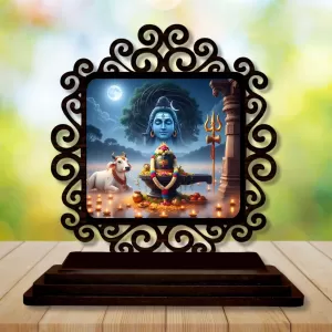 Car Desk/Table Top Lord Shiva And Lingam Wooden Photo Stand 3x4 Inches, Compact & Stylish Spiritual Display For Car, Home & Office (Pack Of 1) (F19959) Car Desk/Table Top Lord Shiva And Lingam Wooden Photo Stand 3x4 Inches, Compact & Stylish Spiritual Display For Car, Home & Office (Pack Of 1) (F19959)