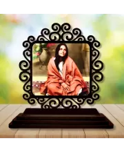 Car Desk/Table Top Sarada Maa Wooden Photo Stand  3x4 Inches, Compact & Stylish Spiritual Display For Car, Home & Office (Pack Of 1) (F19960)