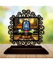 Car Desk/Table Top Lord Shiva  Wooden Photo Stand  3x4 Inches, Compact & Stylish Spiritual Display For Car, Home & Office (Pack Of 1) (F19961)