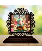 Car Desk/Table Top Lord Ganesha Wooden Photo Stand  3x4 Inches, Compact & Stylish Spiritual Display For Car, Home & Office (Pack Of 1) (F19962)