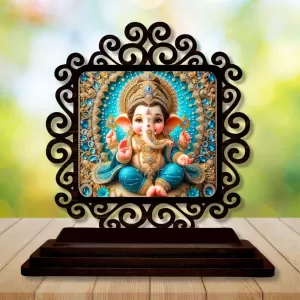 Car Desk/Table Top Lord Ganesha Wooden Photo Stand 3x4 Inches, Compact & Stylish Spiritual Display For Car, Home & Office (Pack Of 1) (F19964) Car Desk/Table Top Lord Ganesha Wooden Photo Stand 3x4 Inches, Compact & Stylish Spiritual Display For Car, Home & Office (Pack Of 1) (F19964)