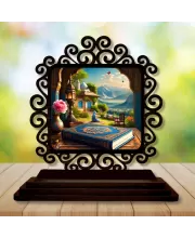 Car Desk/Table Top Mucca Masid And Quran Wooden Photo Stand  3x4 Inches, Compact & Stylish Spiritual Display For Car, Home & Office (Pack Of 1) (F19966)