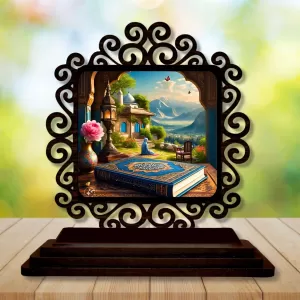 Car Desk/Table Top Mucca Masid And Quran Wooden Photo Stand 3x4 Inches, Compact & Stylish Spiritual Display For Car, Home & Office (Pack Of 1) (F19966) Car Desk/Table Top Mucca Masid And Quran Wooden Photo Stand 3x4 Inches, Compact & Stylish Spiritual Display For Car, Home & Office (Pack Of 1) (F19966)