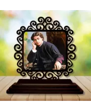Car Desk/Table Top Swami Vivekananda Wooden Photo Stand  3x4 Inches, Compact & Stylish Spiritual Display For Car, Home & Office (Pack Of 1) (F19970)