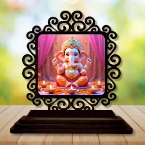 Car Desk/Table Top Lord Ganesha Wooden Photo Stand 3x4 Inches, Compact & Stylish Spiritual Display For Car, Home & Office (Pack Of 1) (F19973) Car Desk/Table Top Lord Ganesha Wooden Photo Stand 3x4 Inches, Compact & Stylish Spiritual Display For Car, Home & Office (Pack Of 1) (F19973)