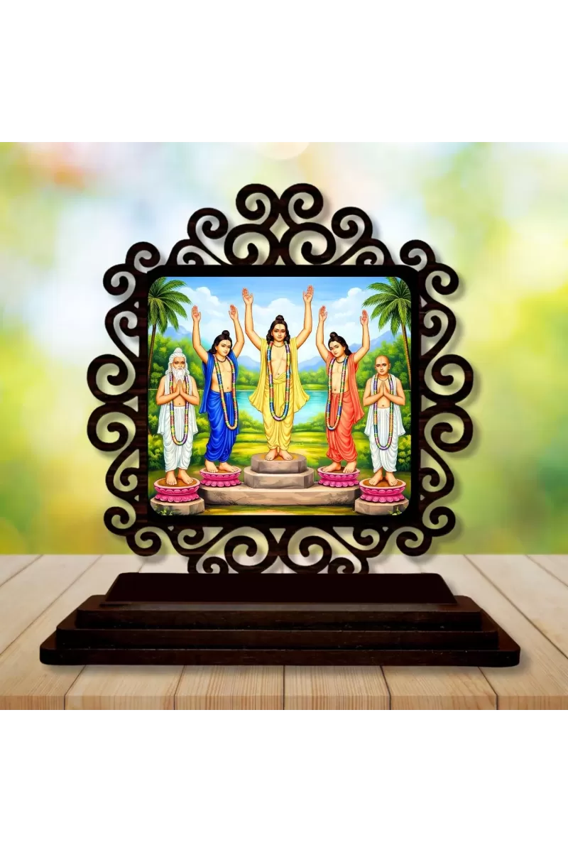 Car Desk/Table Top Deshkart Gour Netai  Wooden Photo Stand  3x4 Inches, Compact & Stylish Spiritual Display For Car, Home & Office (Pack Of 1) (F19977)