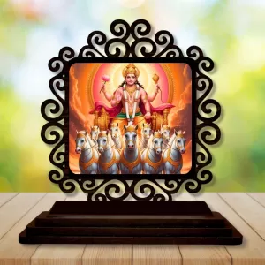 Car Desk/Table Top Surya Dev Wooden Photo Stand 3x4 Inches, Compact & Stylish Spiritual Display For Car, Home & Office (Pack Of 1) (F19978) Car Desk/Table Top Surya Dev Wooden Photo Stand 3x4 Inches, Compact & Stylish Spiritual Display For Car, Home & Office (Pack Of 1) (F19978)