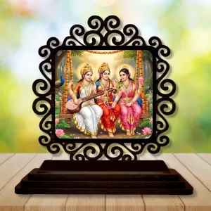 Car Desk/Table Top Lakshmi And Parvathi And Saraswathi Wooden Photo Stand 3x4 Inches, Compact & Stylish Spiritual Display For Car, Home & Office (Pack Of 1) (F19980) Car Desk/Table Top Lakshmi And Parvathi And Saraswathi Wooden Photo Stand 3x4 Inches, Compact & Stylish Spiritual Display For Car, Home & Office (Pack Of 1) (F19980)