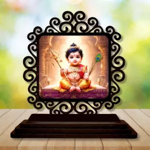 Car Desk/Table Top Lord Karthikeya Wooden Photo Stand 3x4 Inches, Compact & Stylish Spiritual Display For Car, Home & Office (Pack Of 1) (F19981) Car Desk/Table Top Lord Karthikeya Wooden Photo Stand 3x4 Inches, Compact & Stylish Spiritual Display For Car, Home & Office (Pack Of 1) (F19981)