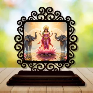 Car Desk/Table Top Goddess Lakshmi Wooden Photo Stand 3x4 Inches, Compact & Stylish Spiritual Display For Car, Home & Office (Pack Of 1) (F19983) Car Desk/Table Top Goddess Lakshmi Wooden Photo Stand 3x4 Inches, Compact & Stylish Spiritual Display For Car, Home & Office (Pack Of 1) (F19983)