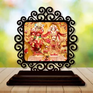 Car Desk/Table Top Radha Krishna Wooden Photo Stand 3x4 Inches, Compact & Stylish Spiritual Display For Car, Home & Office (Pack Of 1) (F19984) Car Desk/Table Top Radha Krishna Wooden Photo Stand 3x4 Inches, Compact & Stylish Spiritual Display For Car, Home & Office (Pack Of 1) (F19984)