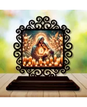 Car Desk/Table Top Lord Jesus Wooden Photo Stand  3x4 Inches, Compact & Stylish Spiritual Display For Car, Home & Office (Pack Of 1) (F19986)