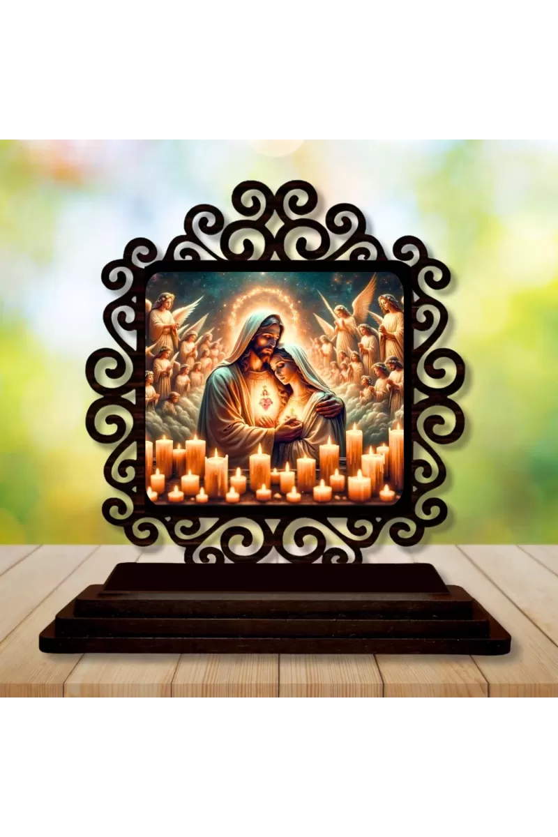 Car Desk/Table Top Lord Jesus Wooden Photo Stand  3x4 Inches, Compact & Stylish Spiritual Display For Car, Home & Office (Pack Of 1) (F19986)
