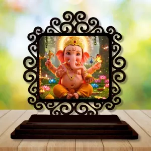 Car Desk/Table Top Lord Ganesha Wooden Photo Stand 3x4 Inches, Compact & Stylish Spiritual Display For Car, Home & Office (Pack Of 1) (F19988) Car Desk/Table Top Lord Ganesha Wooden Photo Stand 3x4 Inches, Compact & Stylish Spiritual Display For Car, Home & Office (Pack Of 1) (F19988)