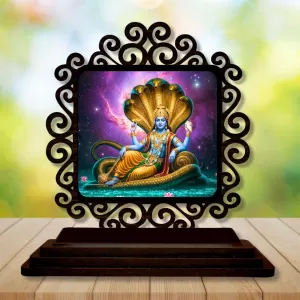 Car Desk/Table Top Lord Vishnu Wooden Photo Stand 3x4 Inches, Compact & Stylish Spiritual Display For Car, Home & Office (Pack Of 1) (F19990) Car Desk/Table Top Lord Vishnu Wooden Photo Stand 3x4 Inches, Compact & Stylish Spiritual Display For Car, Home & Office (Pack Of 1) (F19990)
