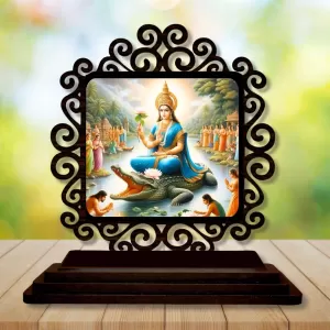 Car Desk/Table Top Goddess Ganga Wooden Photo Stand 3x4 Inches, Compact & Stylish Spiritual Display For Car, Home & Office (Pack Of 1) (F19992) Car Desk/Table Top Goddess Ganga Wooden Photo Stand 3x4 Inches, Compact & Stylish Spiritual Display For Car, Home & Office (Pack Of 1) (F19992)
