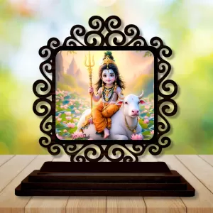 Car Desk/Table Top Lord Shiva Wooden Photo Stand 3x4 Inches, Compact & Stylish Spiritual Display For Car, Home & Office (Pack Of 1) (F19993) Car Desk/Table Top Lord Shiva Wooden Photo Stand 3x4 Inches, Compact & Stylish Spiritual Display For Car, Home & Office (Pack Of 1) (F19993)