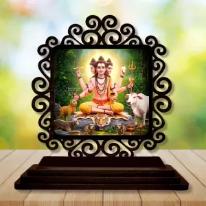Car Desk/Table Top God Dattatreya Wooden Photo Stand 3x4 Inches, Compact & Stylish Spiritual Display For Car, Home & Office (Pack Of 1) (F19996) Car Desk/Table Top God Dattatreya Wooden Photo Stand 3x4 Inches, Compact & Stylish Spiritual Display For Car, Home & Office (Pack Of 1) (F19996)