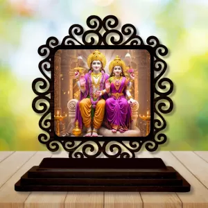 Car Desk/Table Top Lord Vishnu And Lakshmi Wooden Photo Stand 3x4 Inches, Compact & Stylish Spiritual Display For Car, Home & Office (Pack Of 1) (F19997) Car Desk/Table Top Lord Vishnu And Lakshmi Wooden Photo Stand 3x4 Inches, Compact & Stylish Spiritual Display For Car, Home & Office (Pack Of 1) (F19997)