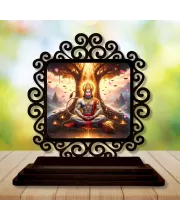 Car Desk/Table Top Lord Hanuman Wooden Photo Stand  3x4 Inches, Compact & Stylish Spiritual Display For Car, Home & Office (Pack Of 1) (F20000)